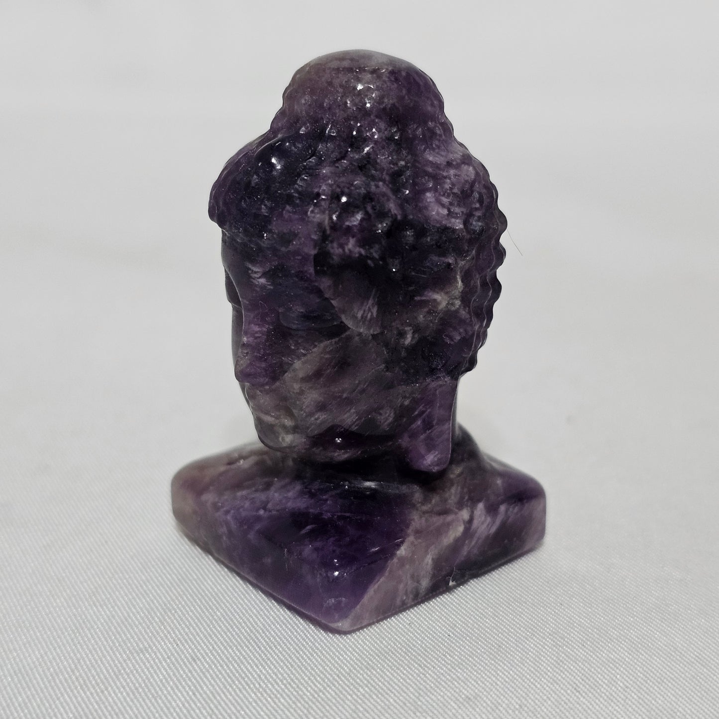 Obsidian, Amethyst, Rose Quartz & Aventurine Buddha Head Protection, Peace & Abundance Hand Carved Crystal Statue
