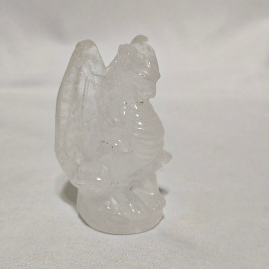 Clear Quartz Detailed Dragon Carving Protection, Power & Manifestation Hand Carved Crystal Guardian