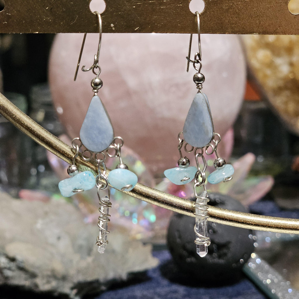 Crystal Drop Earrings: 925 Silver Hooks, Witchy Healing Jewelry