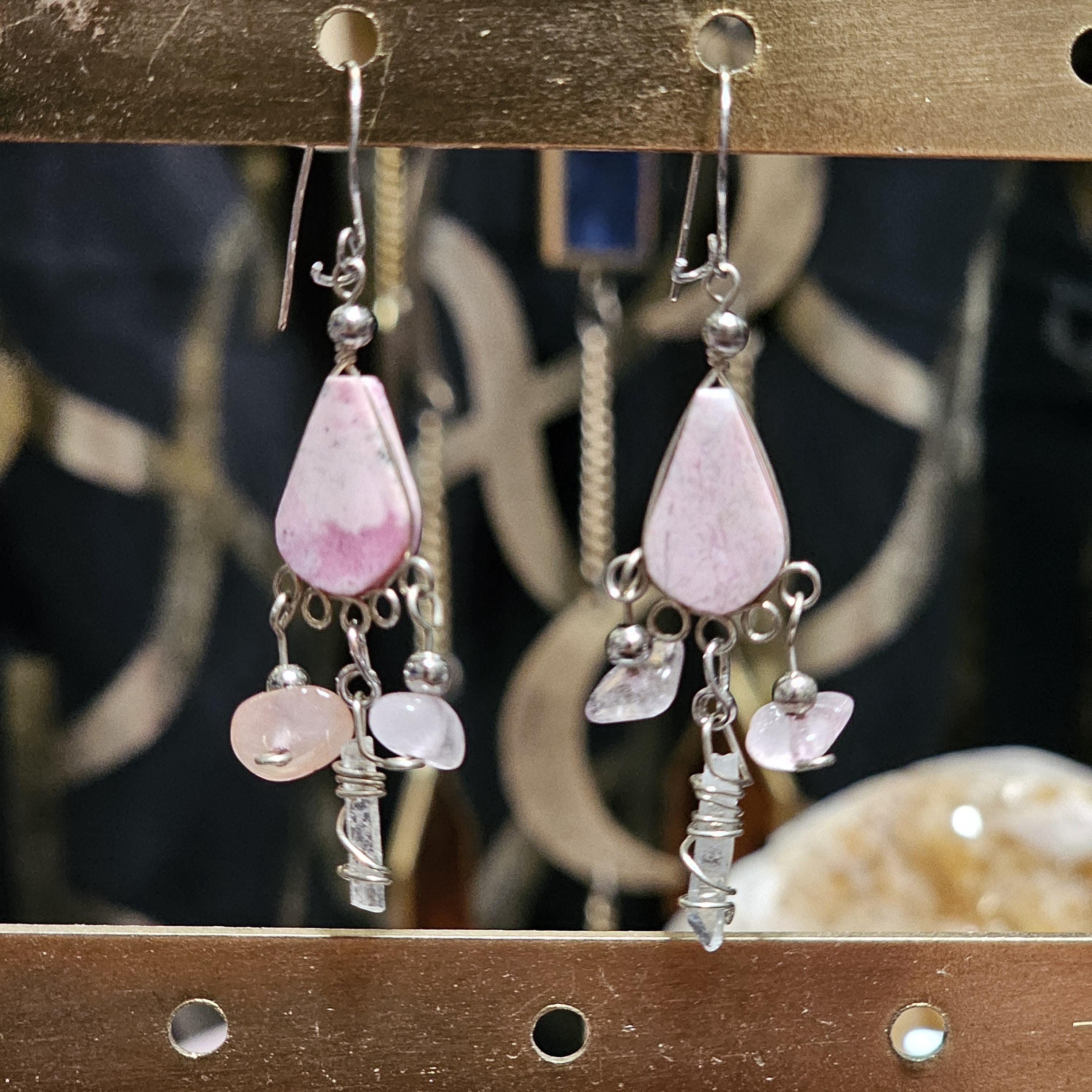 Crystal Drop Earrings: 925 Silver Hooks, Witchy Healing Jewelry