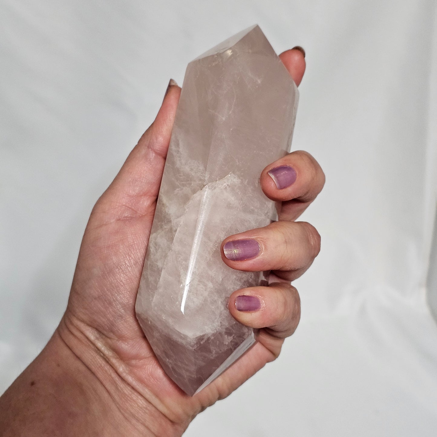 Large Madagascar Rose Quartz Double Terminated Point - Natural Polished Crystal Wand