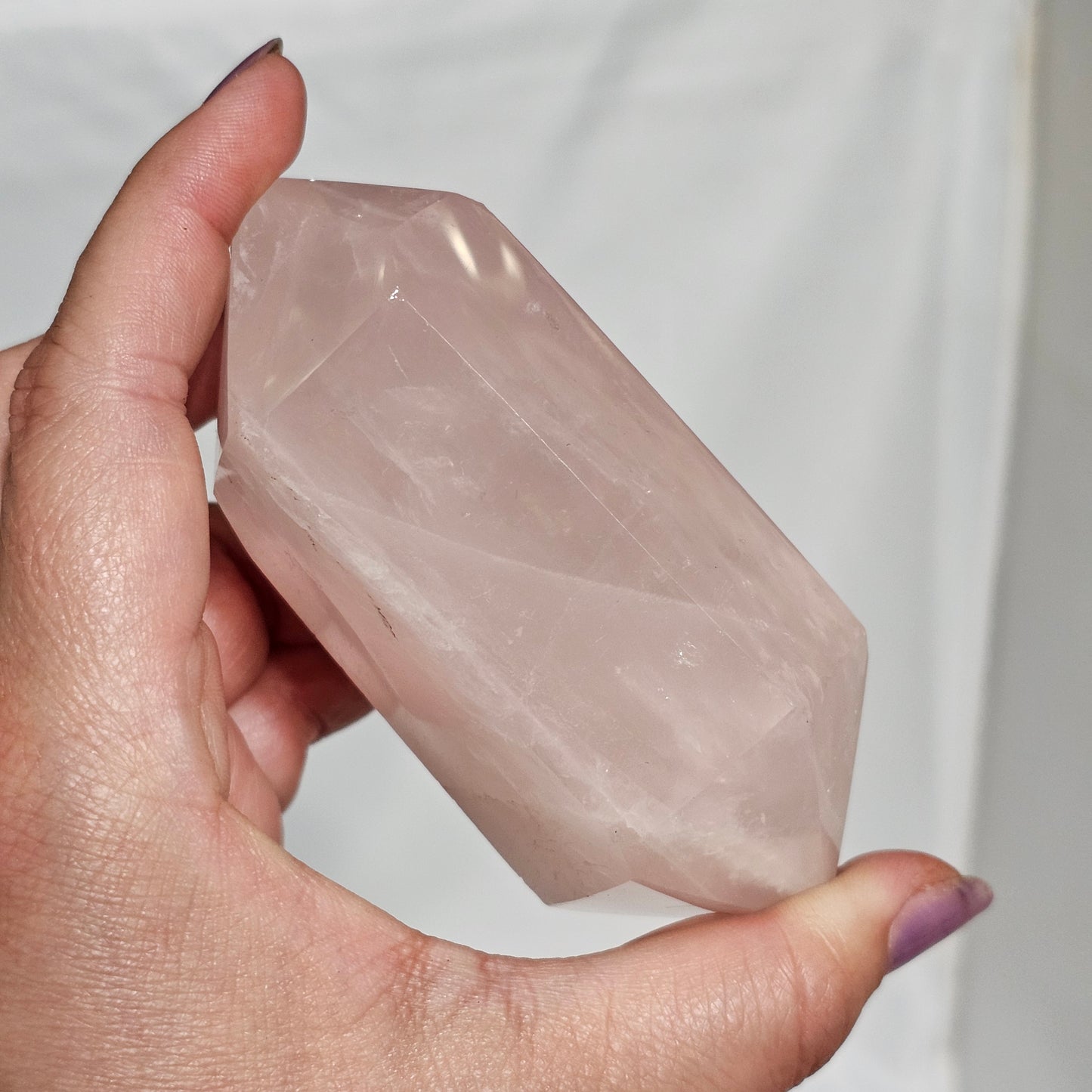 Large Madagascar Rose Quartz Double Terminated Point - Natural Polished Crystal Wand