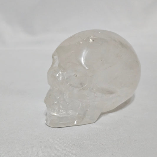 High-Clarity Clear Quartz Skull Carving - 0.45kg Hand-Carved Master Healer Crystal