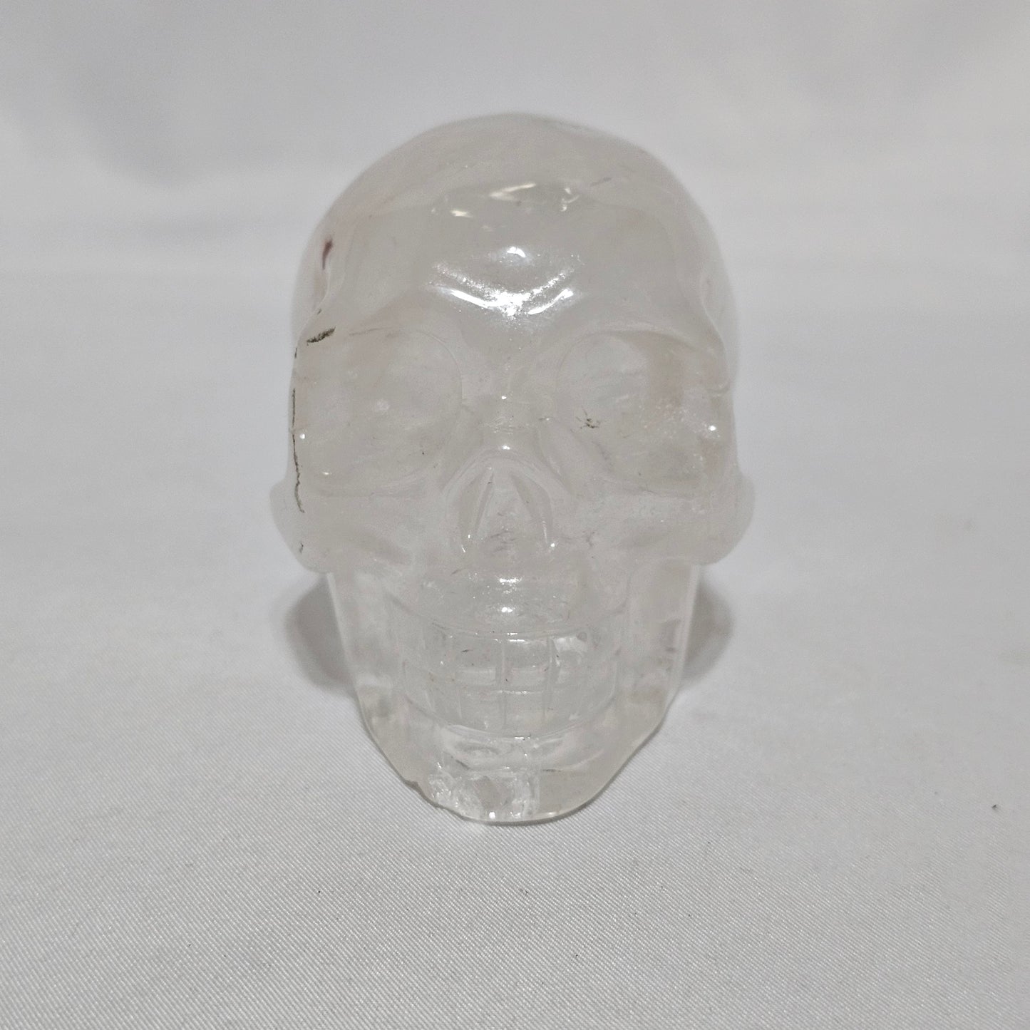 High-Clarity Clear Quartz Skull Carving - 0.45kg Hand-Carved Master Healer Crystal