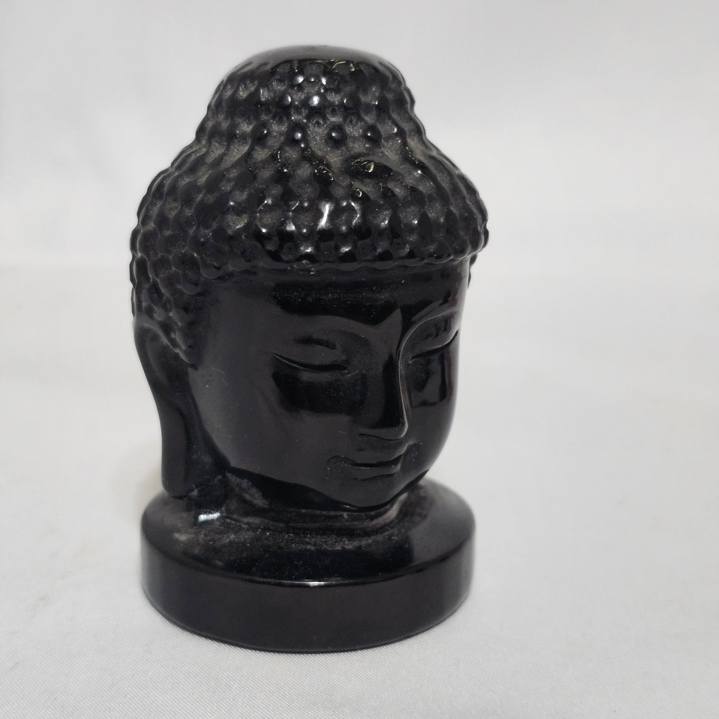 Obsidian, Amethyst, Rose Quartz & Aventurine Buddha Head  Protection, Peace & Abundance Hand Carved Crystal Statue
