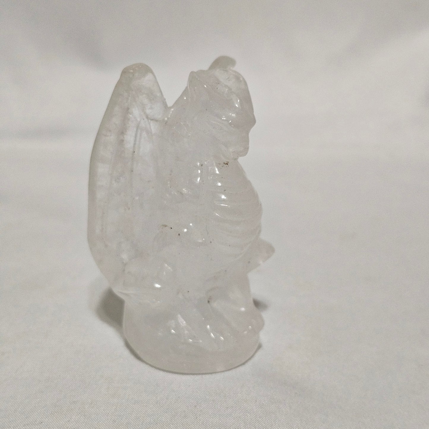 Clear Quartz Detailed Dragon Carving Protection, Power & Manifestation Hand Carved Crystal Guardian