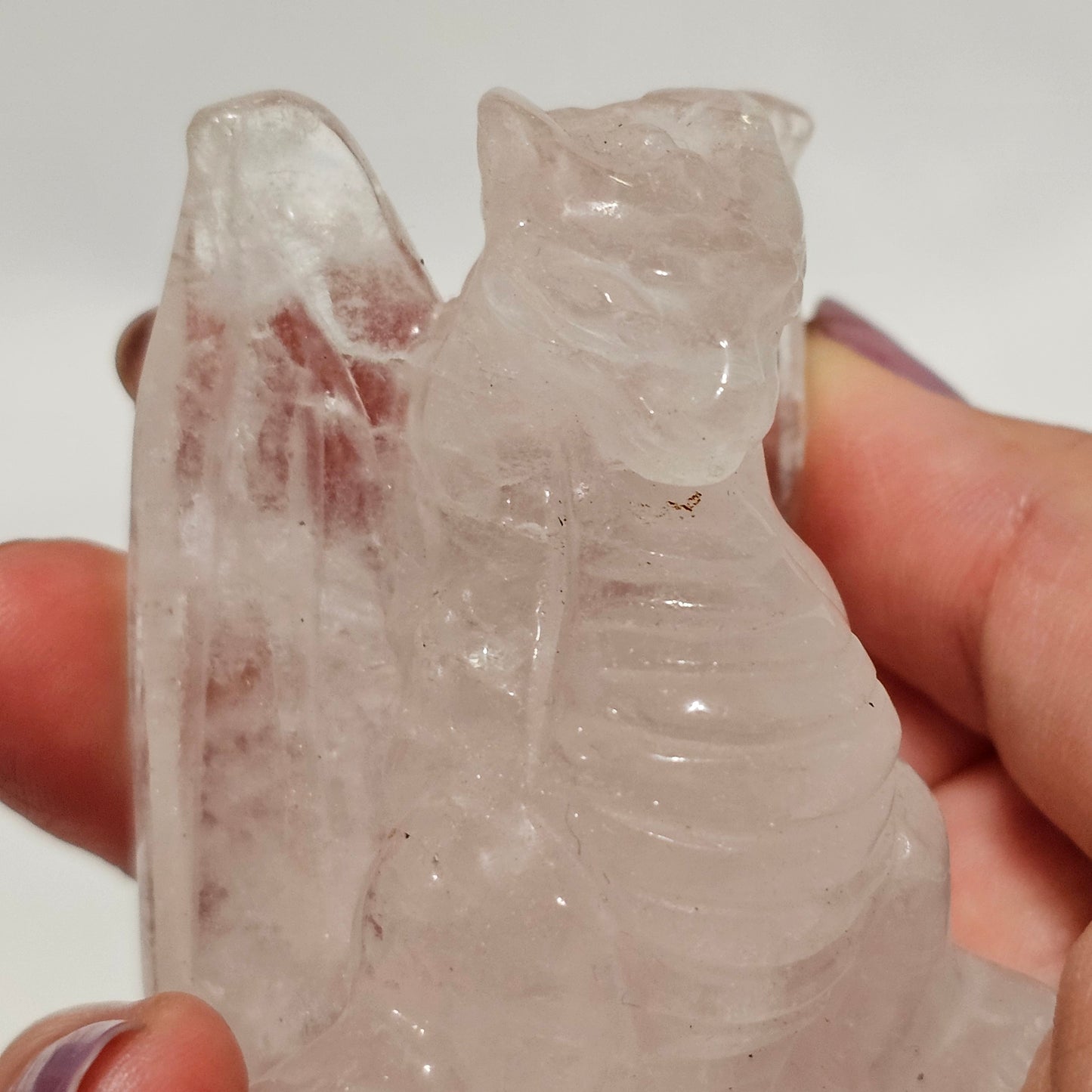 Clear Quartz Detailed Dragon Carving Protection, Power & Manifestation Hand Carved Crystal Guardian