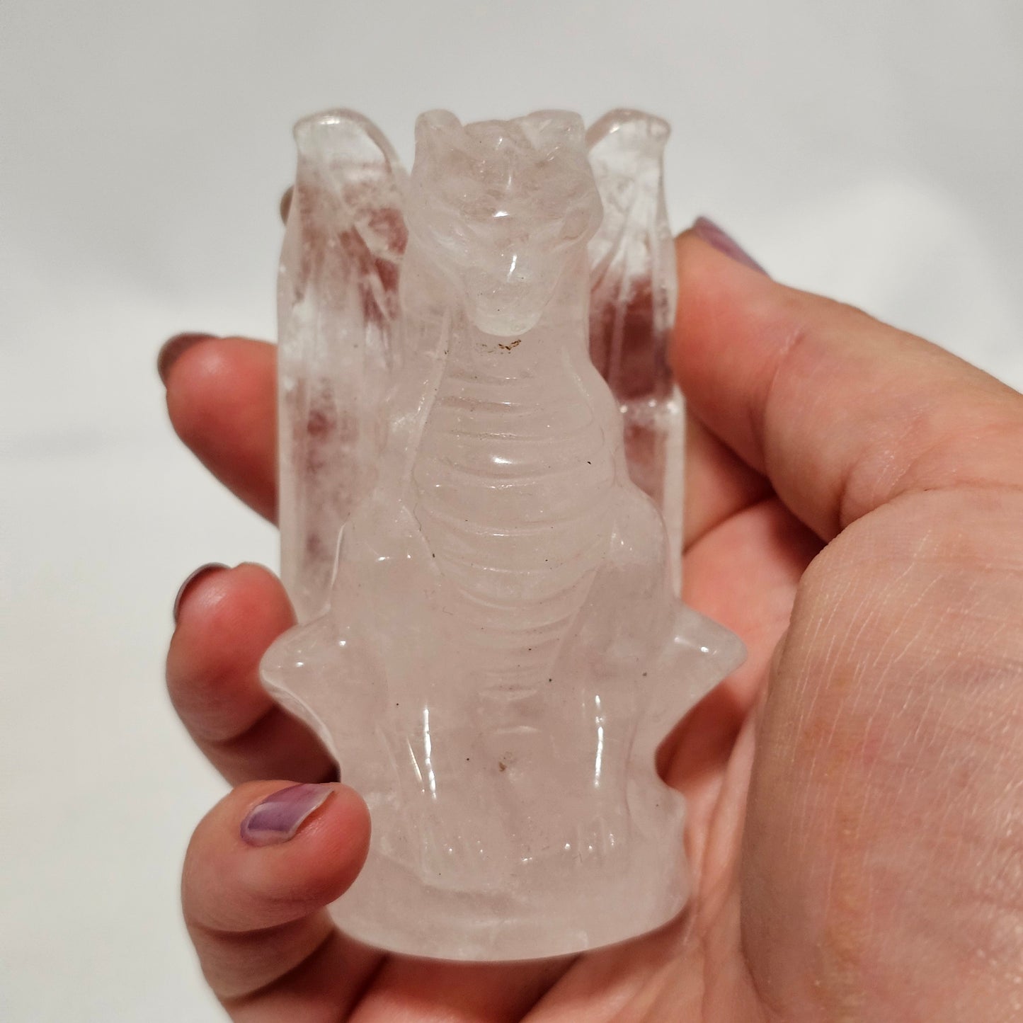 Clear Quartz Detailed Dragon Carving Protection, Power & Manifestation Hand Carved Crystal Guardian