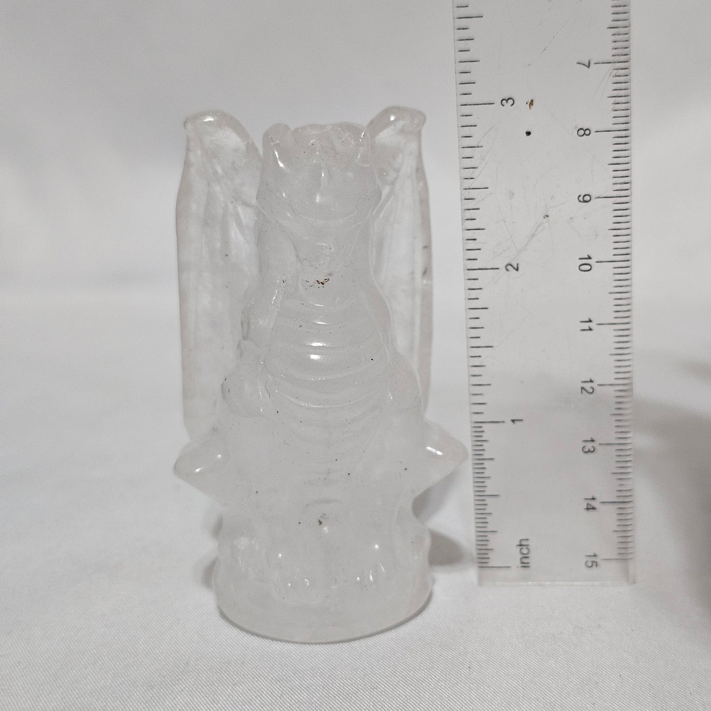 Clear Quartz Detailed Dragon Carving Protection, Power & Manifestation Hand Carved Crystal Guardian