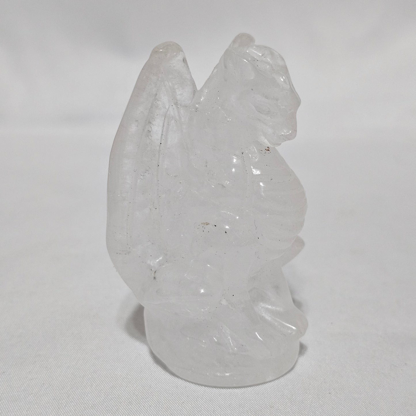 Clear Quartz Detailed Dragon Carving Protection, Power & Manifestation Hand Carved Crystal Guardian