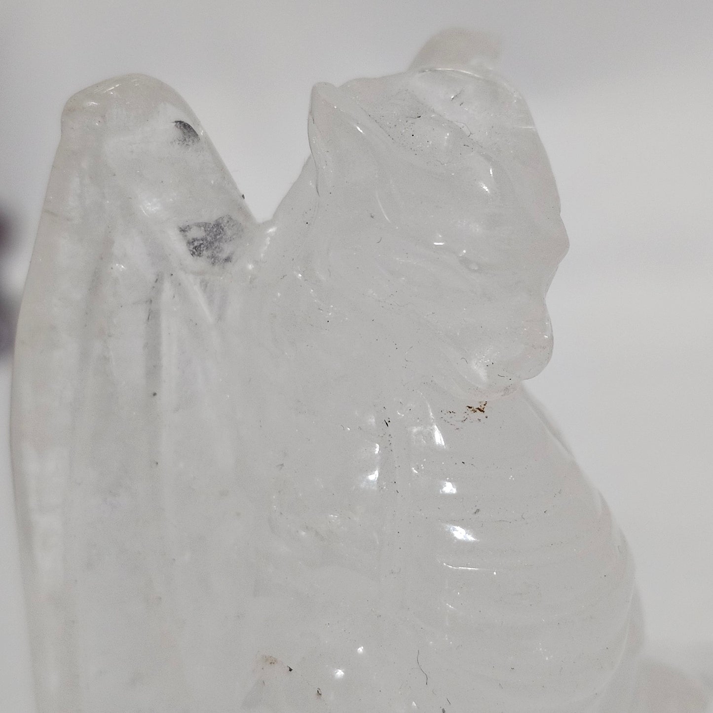 Clear Quartz Detailed Dragon Carving Protection, Power & Manifestation Hand Carved Crystal Guardian