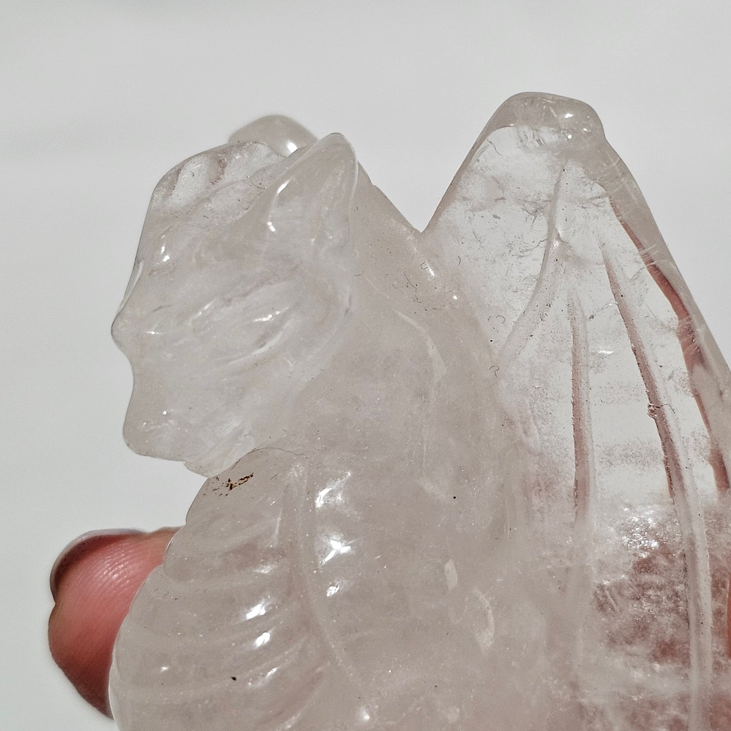 Clear Quartz Detailed Dragon Carving Protection, Power & Manifestation Hand Carved Crystal Guardian