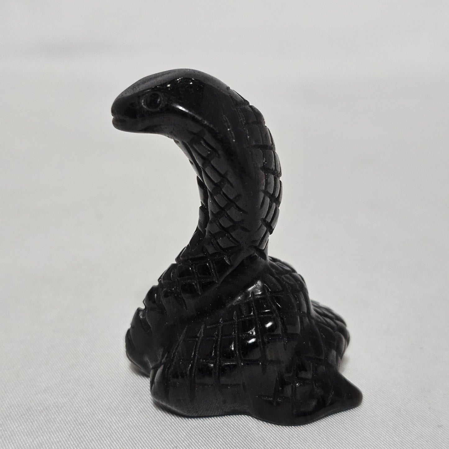 Silver Sheen Obsidian Snake | Protection & Transformation Crystal | Flashing Sheen Carving | Grounding Energy Stone