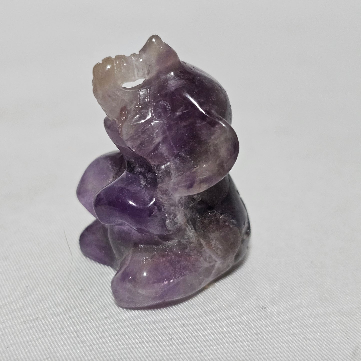 Obsidian or Dream Amethyst Elephant Protection, Intuition & Good Luck Hand Carved Crystal Totem