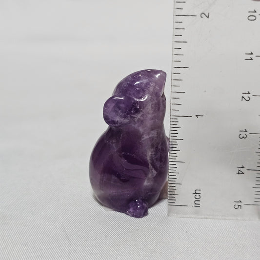 Lucky Amethyst Mouse Carving | Crystal Animal Figurine | Small Hand Carved Gemstone Mouse | Witchy Gift | Desk Companion