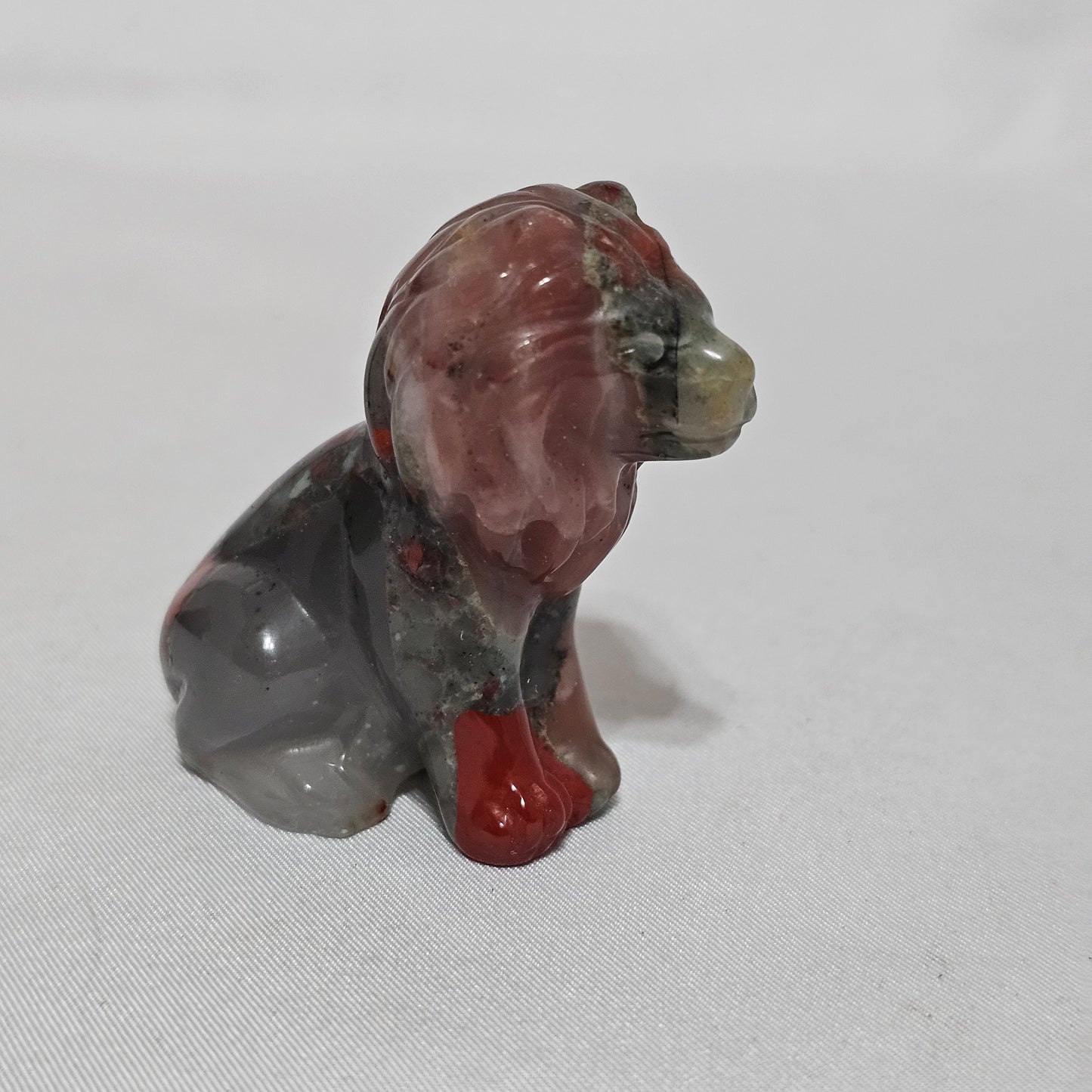Hand-Carved African Bloodstone Lion Totem - Strength & Grounding Crystal