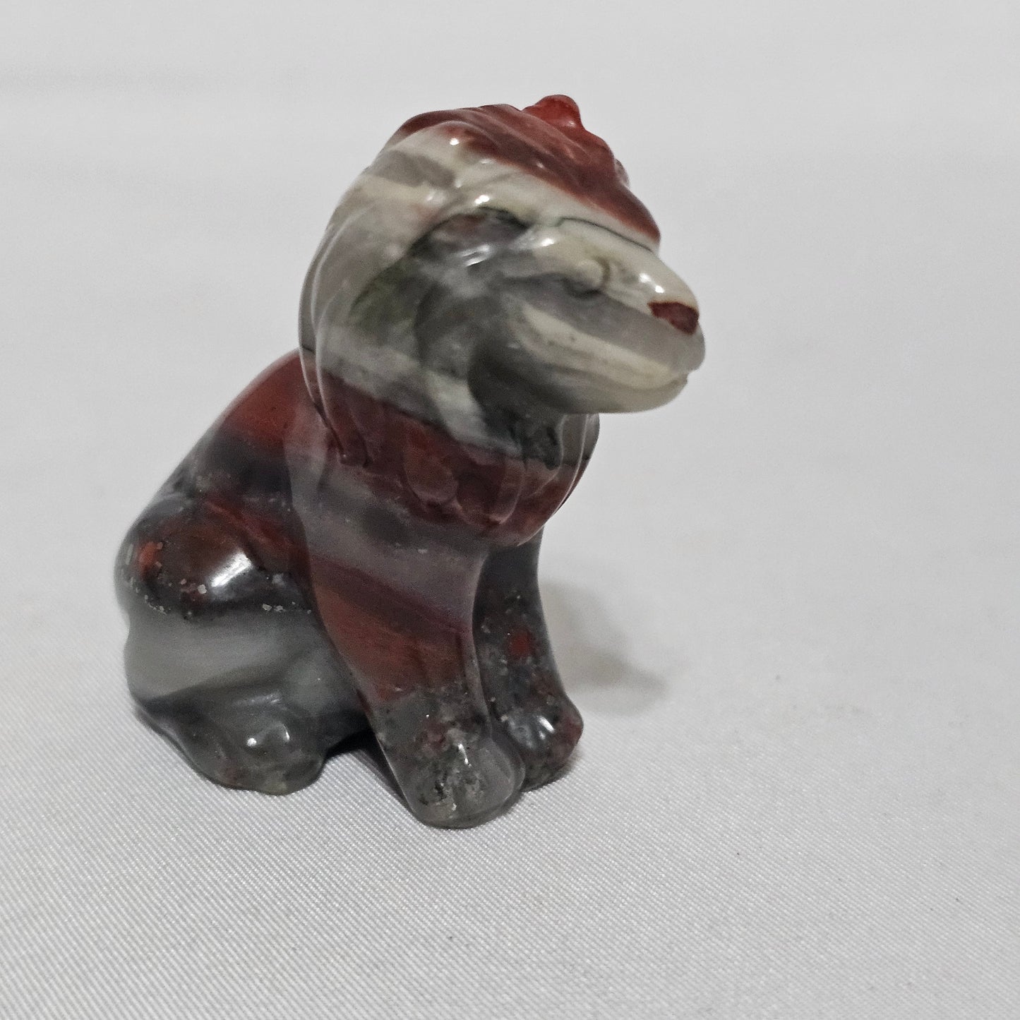 Hand-Carved African Bloodstone Lion Totem - Strength & Grounding Crystal