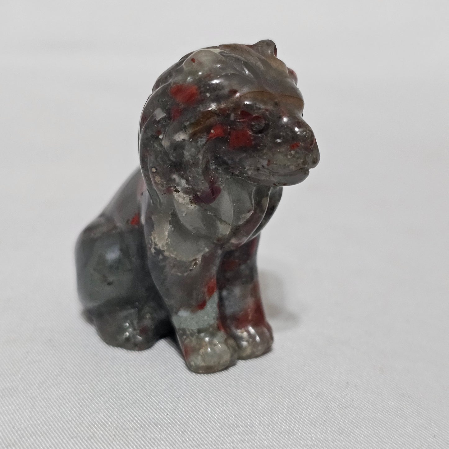 Hand-Carved African Bloodstone Lion Totem - Strength & Grounding Crystal
