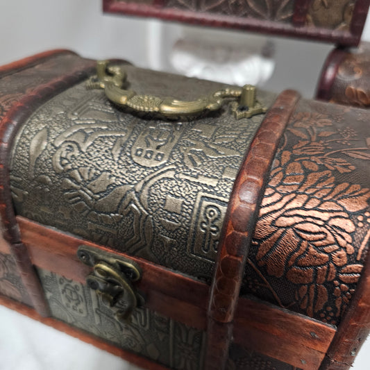 Vintage Style Treasure Chest Set  | Nesting Storage Boxes | Witchy Decor | Altar & Keepsake Boxes | Antique Look