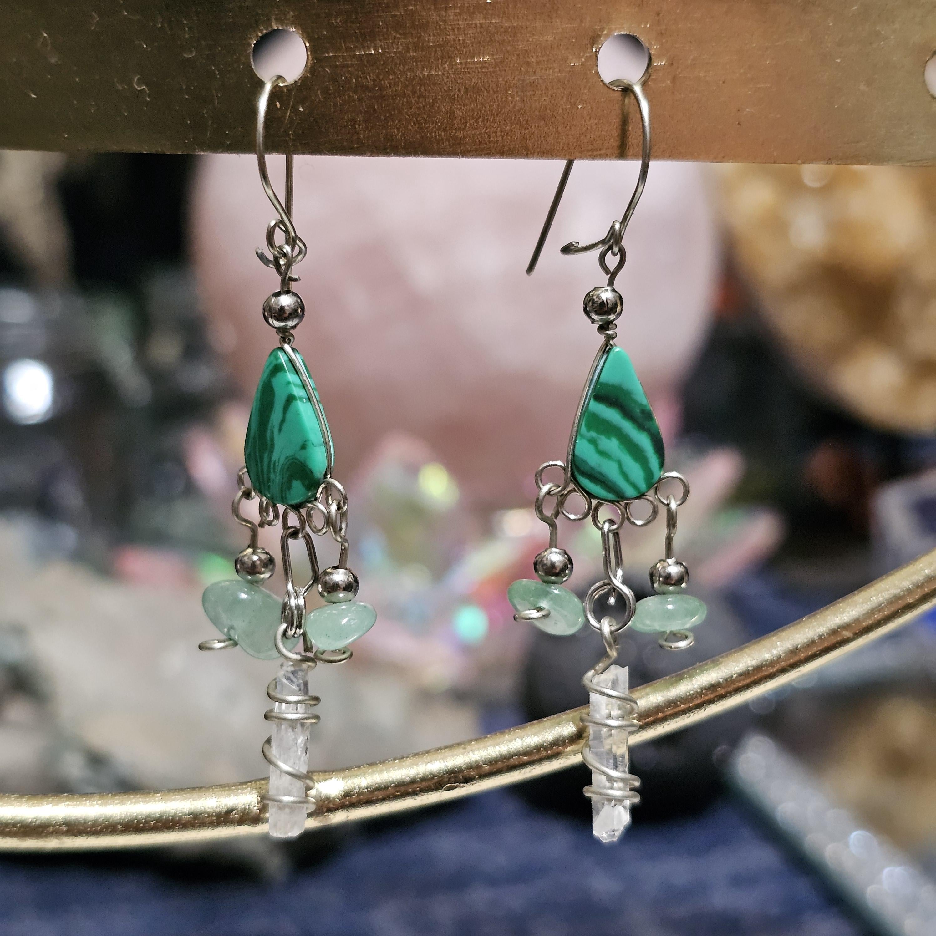 Crystal Drop Earrings: 925 Silver Hooks, Witchy Healing Jewelry