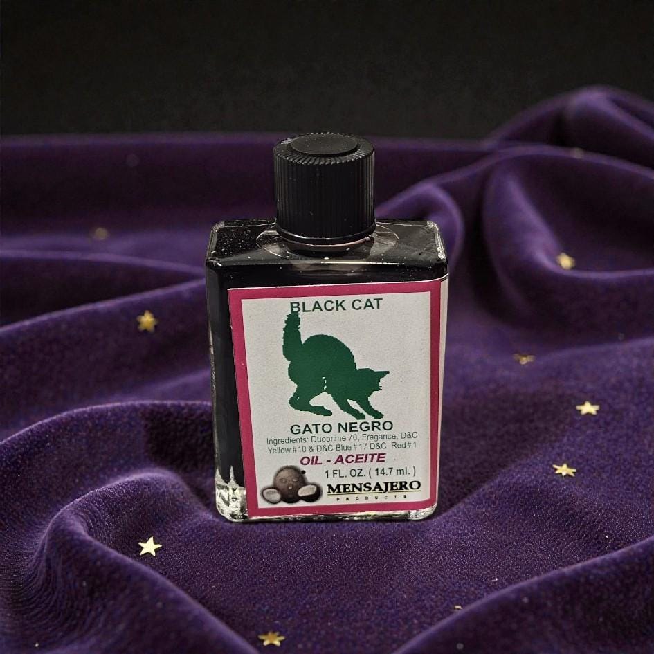 Black Cat Oil – Gato Negro Protection & Luck Oil, Reversal, Spiritual Defense, and Love Folk Magic Anointing Oil