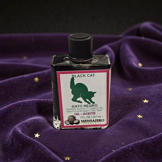 Black Cat Oil – Gato Negro Protection & Luck Oil, Reversal, Spiritual Defense, and Love Folk Magic Anointing Oil