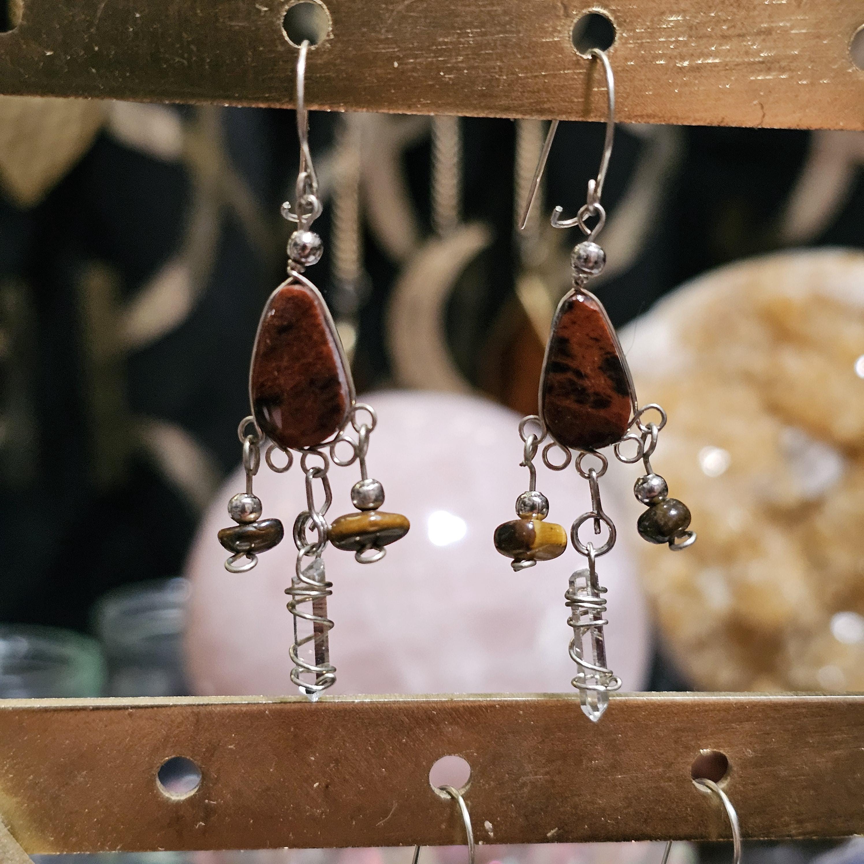 Crystal Drop Earrings: 925 Silver Hooks, Witchy Healing Jewelry