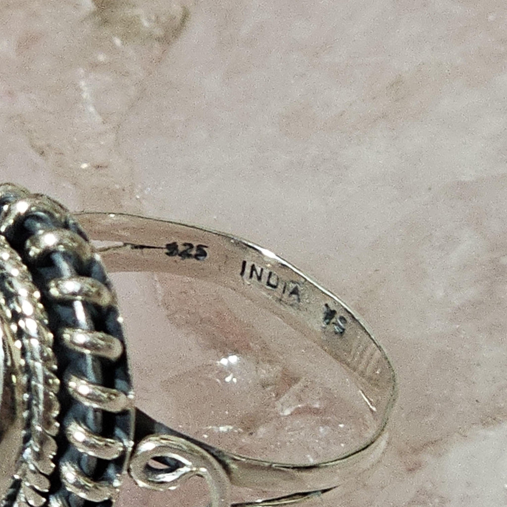 Rainbow Moonstone Ring: Oval Stone, 925 Sterling Silver