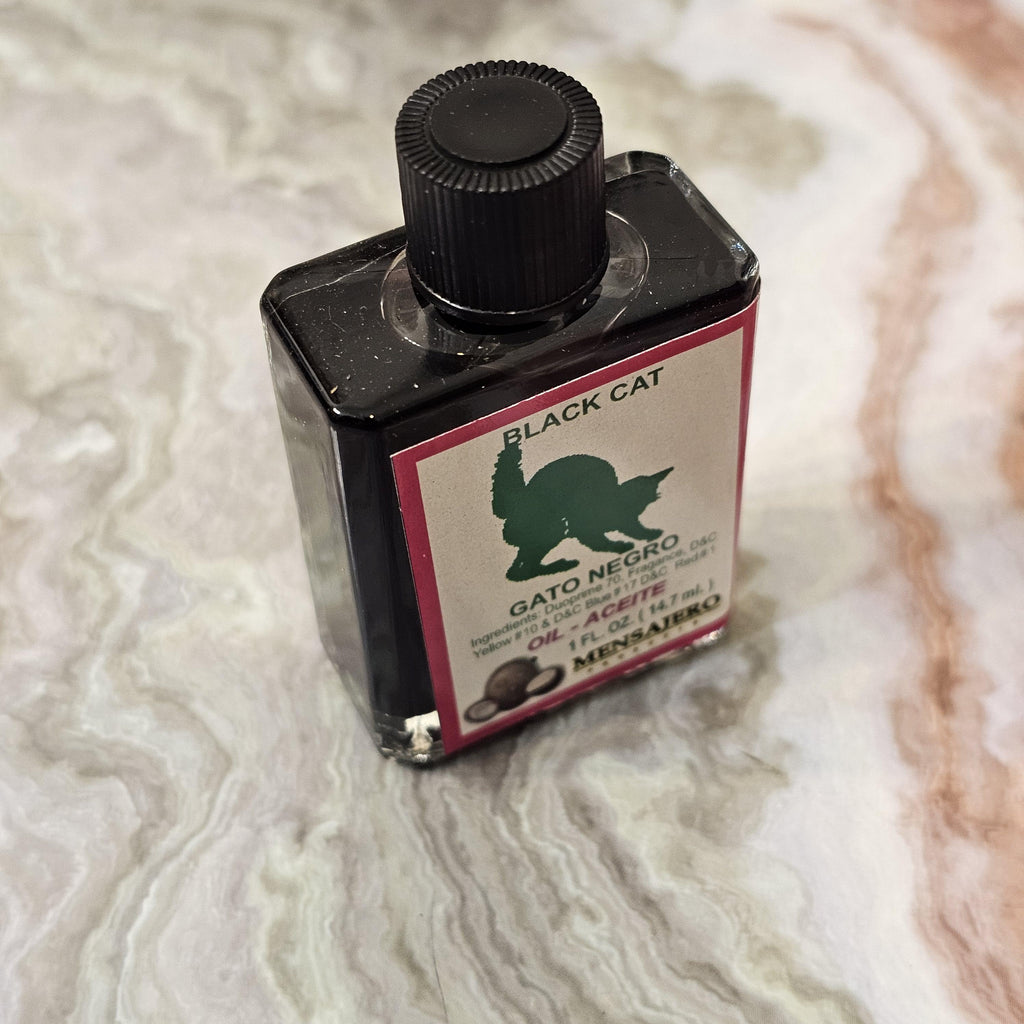 Black Cat Oil – Gato Negro Protection & Luck Oil, Reversal, Spiritual Defense, and Love Folk Magic Anointing Oil