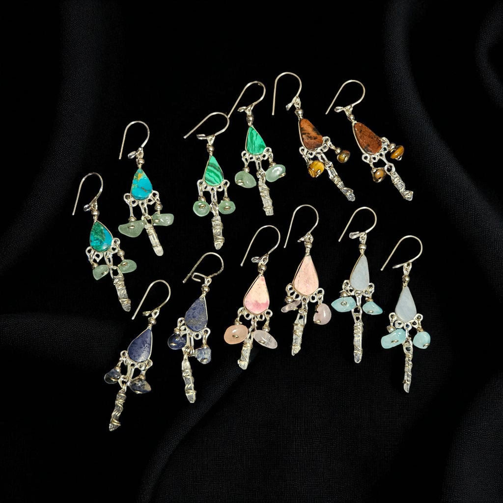 Crystal Drop Earrings: 925 Silver Hooks, Witchy Healing Jewelry