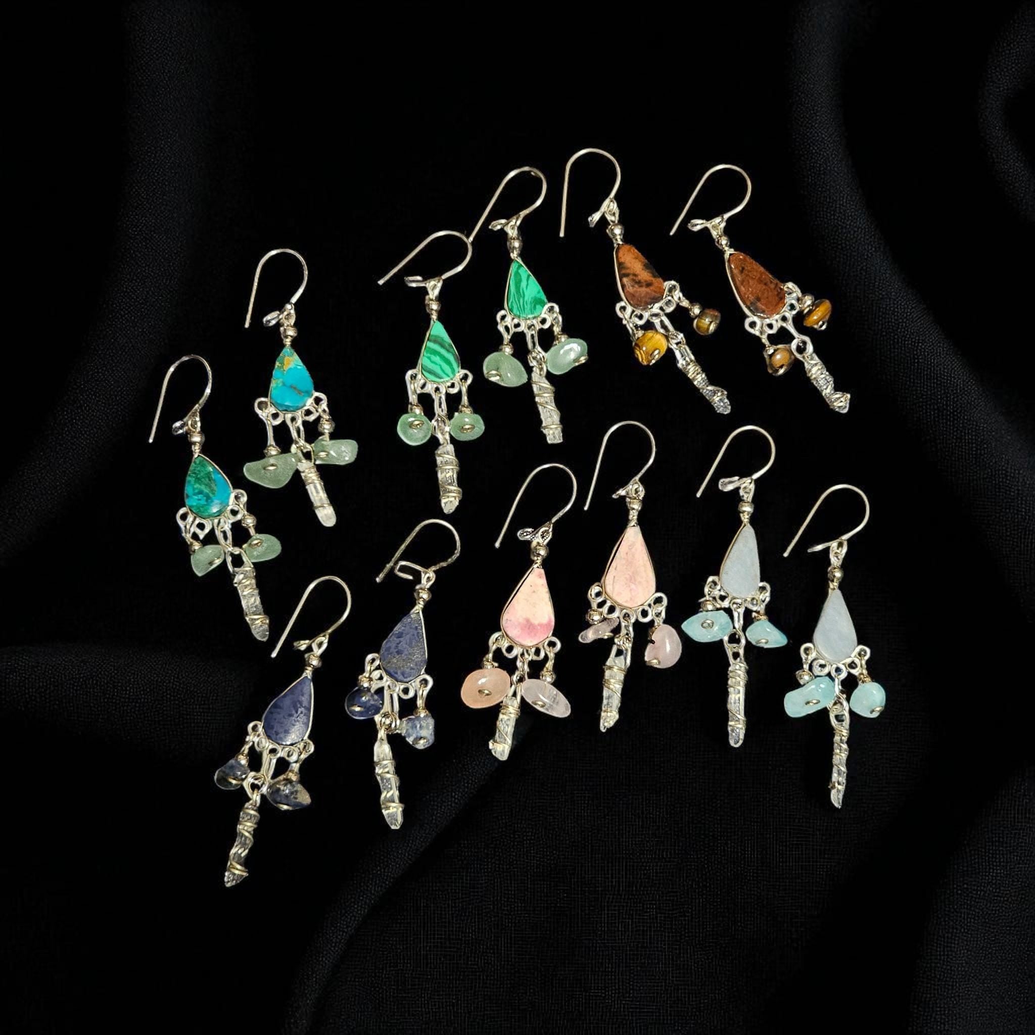Crystal Drop Earrings: 925 Silver Hooks, Witchy Healing Jewelry