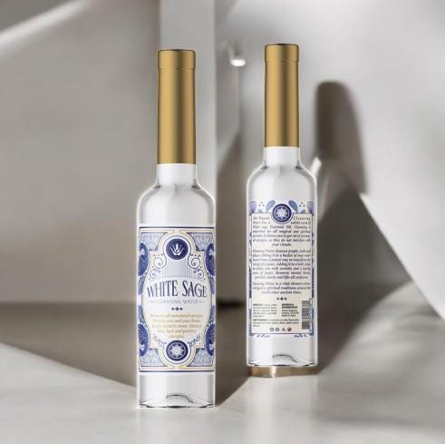 White Sage Cleansing Water for spiritual baths, ritual cleaning and energy clearing 7.5 oz