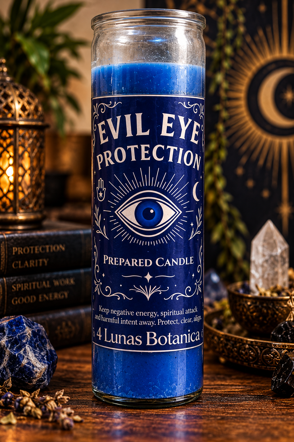 4 Lunas Botanica Ritual Candles Abre Caminos, Rich B!tch, Evil Eye Protection, FAFO, and They All Fall Down