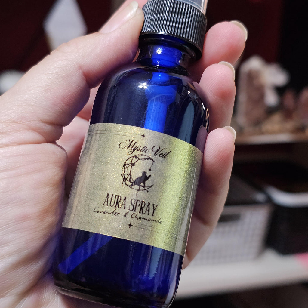 Lavender Chamomile Aura Spray: Serenity & Purification - 2 oz Cobalt Bottle