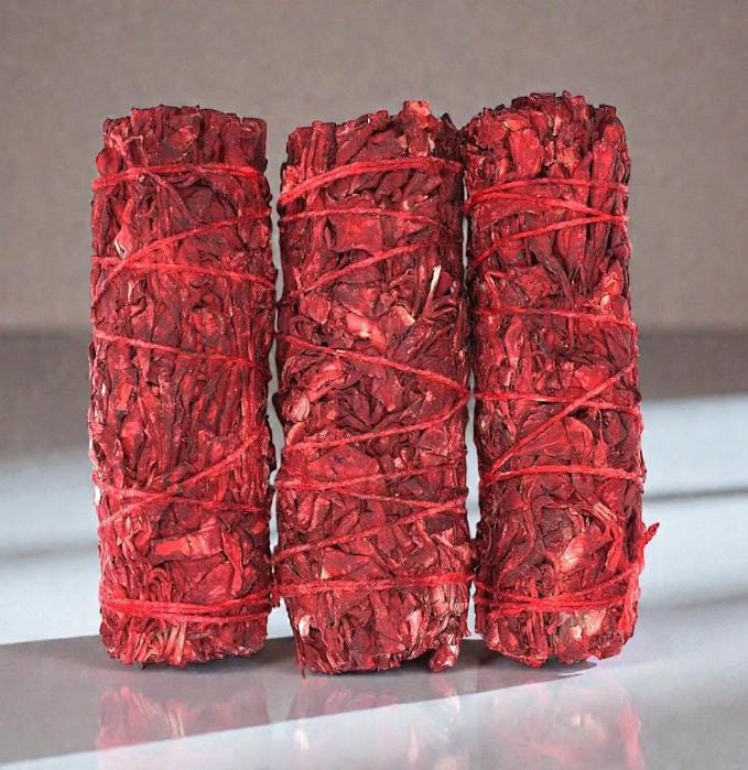 Dragon Blood Sage Bundle Protection and Power Smudge Stick Energy Cleansing, Banishing, Ritual Smoke Witchcraft, Altar, Spiritual Cleansing