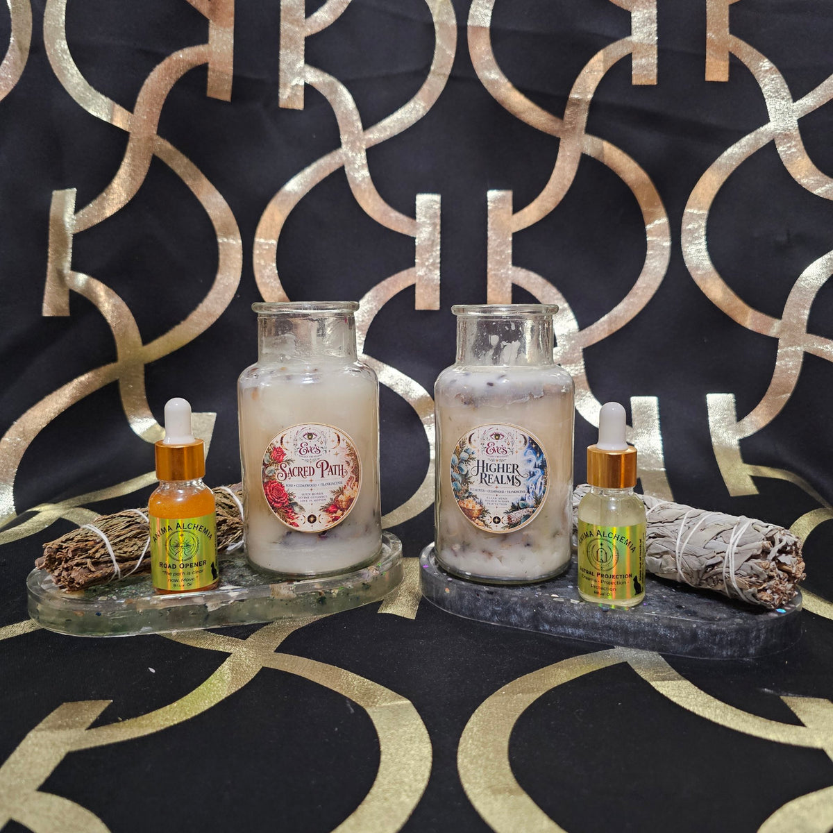 Sacred Path and Higher Realms ritual gift sets side by side