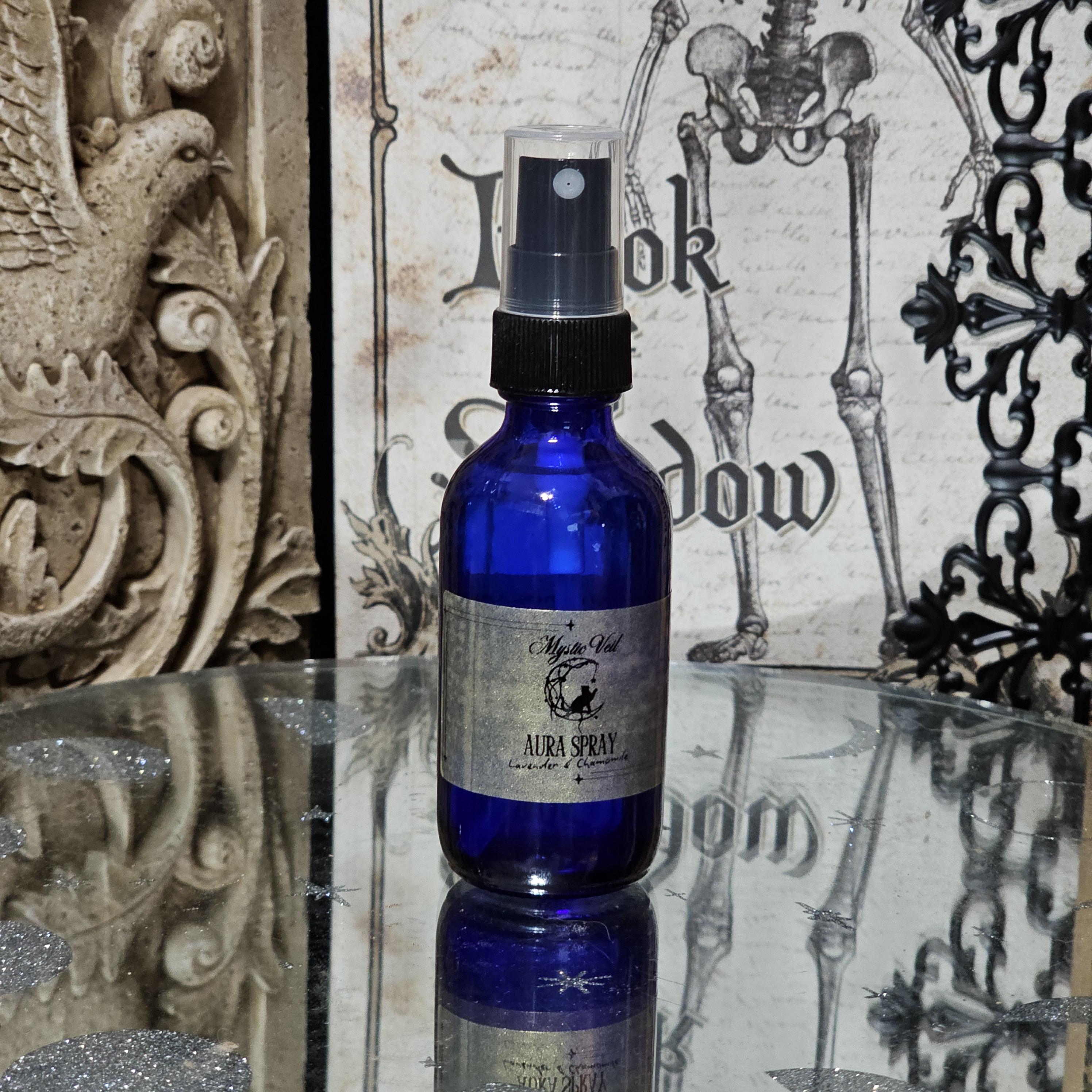 Lavender Chamomile Aura Spray: Serenity & Purification - 2 oz Cobalt Bottle