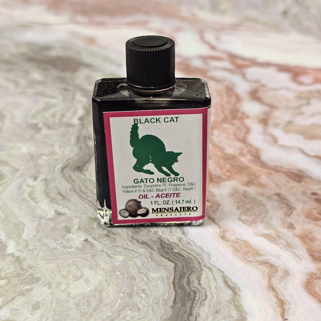 Black Cat Oil – Gato Negro Protection & Luck Oil, Reversal, Spiritual Defense, and Love Folk Magic Anointing Oil