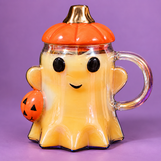 Ghost Glass Mug Candle – Pumpkin Spice Soy Candle Lux Anima by Black Cat Esoteric
