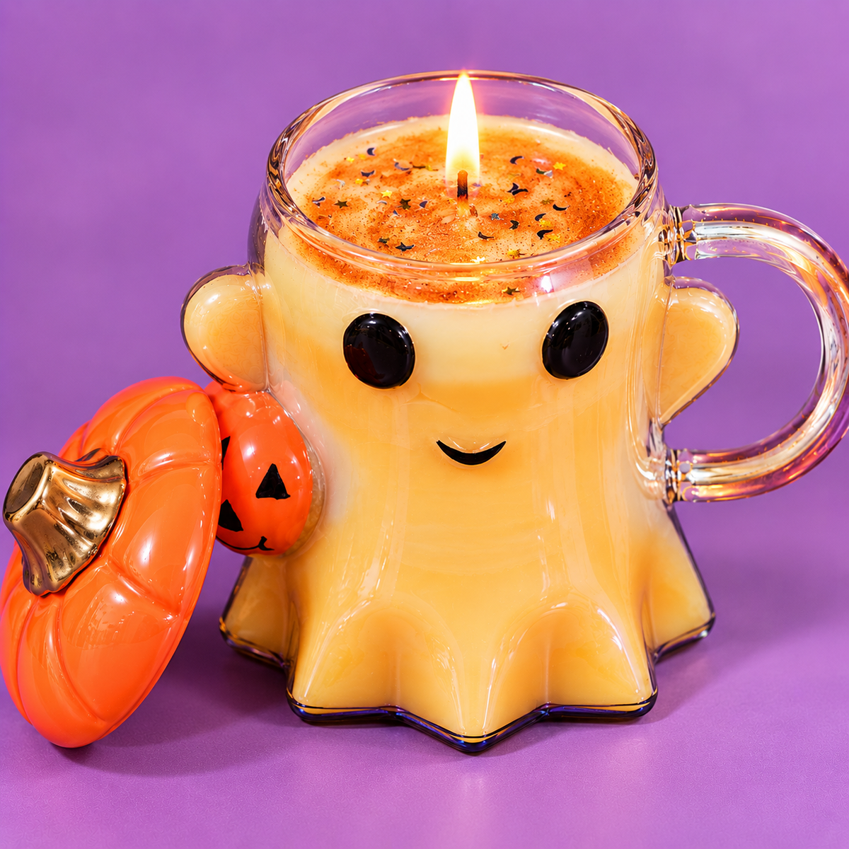 Ghost Glass Mug Candle – Pumpkin Spice Soy Candle Lux Anima by Black Cat Esoteric