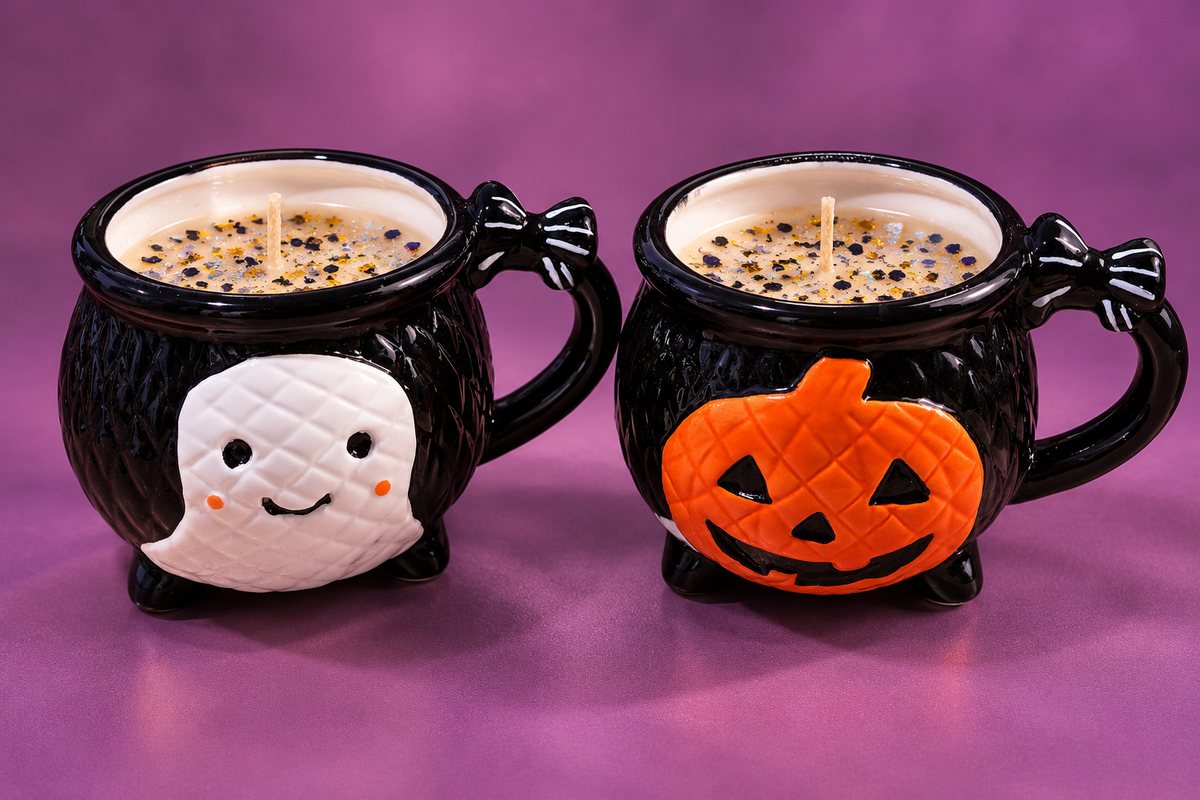 Pecan Pie Halloween Mug Candle – Ghost or Jack-O’-Lantern Lux Anima by Black Cat Esoteric