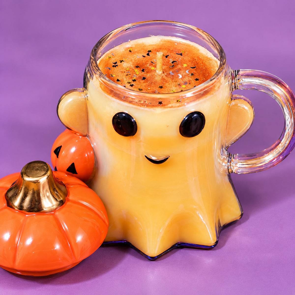 Ghost Glass Mug Candle – Pumpkin Spice Soy Candle Lux Anima by Black Cat Esoteric