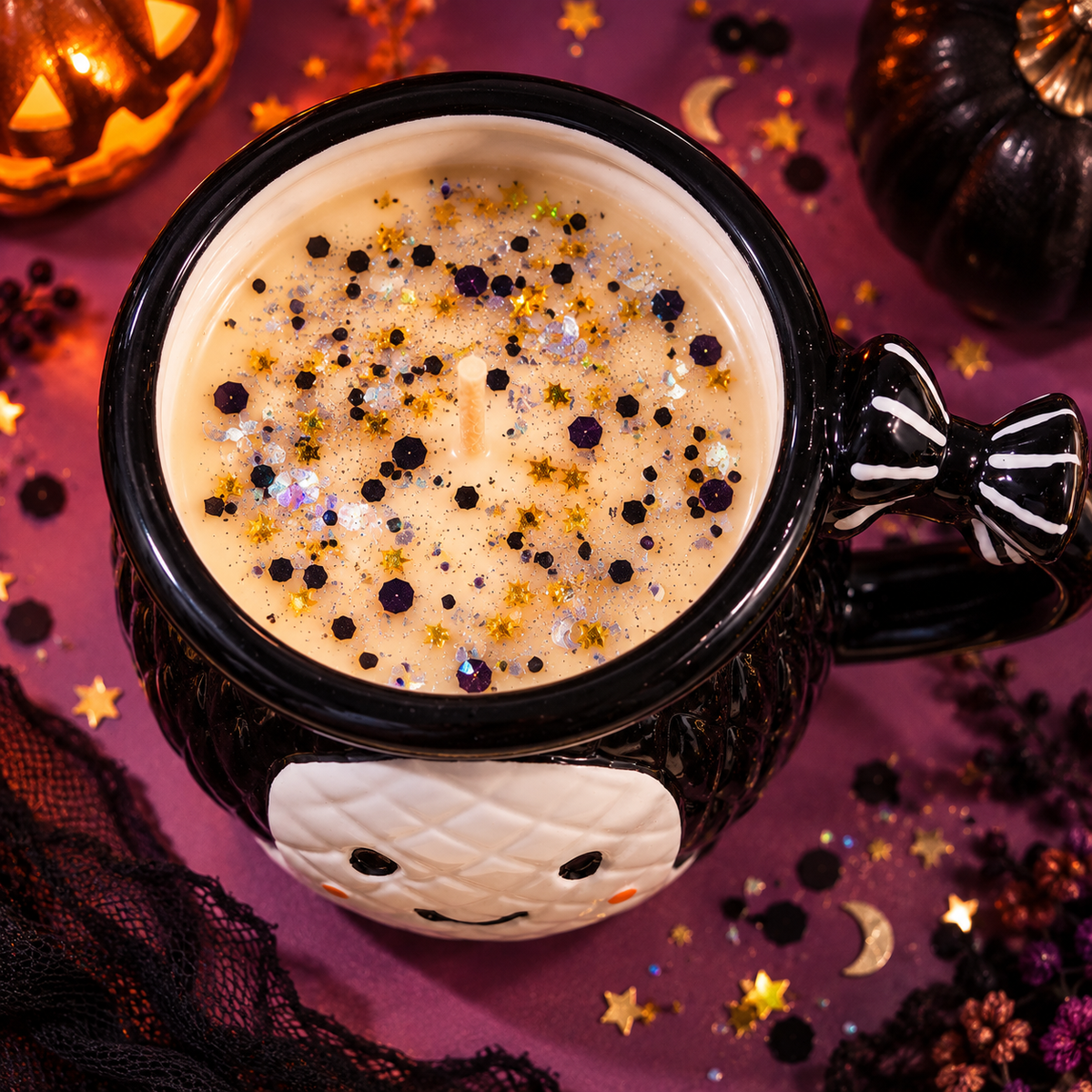 Pecan Pie Halloween Mug Candle – Ghost or Jack-O’-Lantern Lux Anima by Black Cat Esoteric